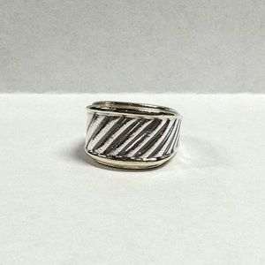 David Yurman Silver Gold Cigar Cable Ring Sz 8